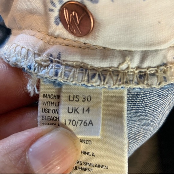 We the Free Women’s Curvy high rise cut-out raw hems button fly Jean shorts 30 - Picture 5 of 9